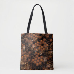 Honingbijen op een honingraat tote bag