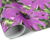 Honingbijen op een Paarse Afrikaanse Daisy Art Cadeaupapier (Rol Hoek)