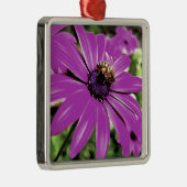 Honingbijen op een Paarse Afrikaanse Daisy Art Metalen Ornament (Rechts)