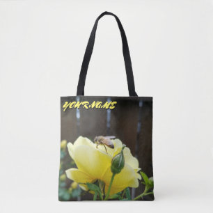 Honingbijen op Gele en Roze Bloemen Tote Bag
