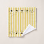 Honingbijen op gele strepen bad handdoek (Wasdoekje)