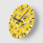 Honingbijen op Honeycomb Cute Ronde Klok (Hoek)