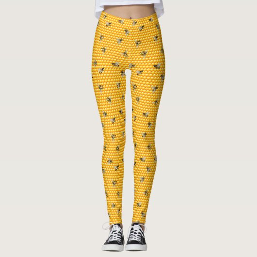 Honingbijen op Honeycomb Leggings (Voorkant)