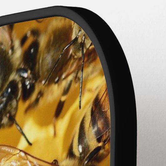 Honingbijen op Honeycomb Pickleball Paddle (Links Detail)