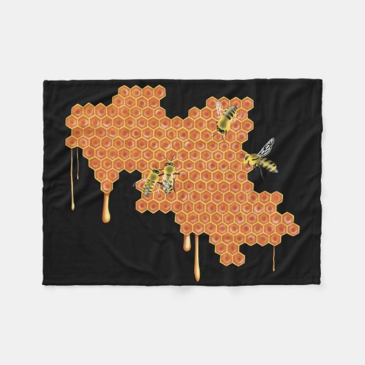 Honingbijen op honingraat, druipende honing, bij fleece deken (Voorkant (Horizontaal))