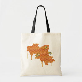 Honingbijen op honingraat, druipende honing, bij tote bag