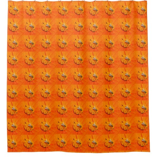 honingbijen op oranje bloemen douchegordijn (Voorkant)