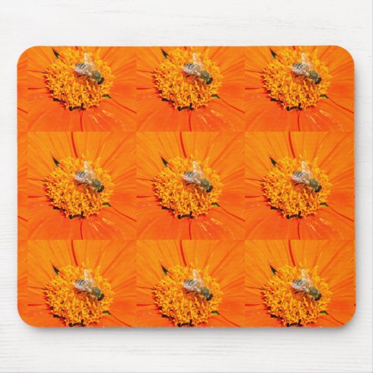 honingbijen op oranje mousepad muismat (Voorkant)
