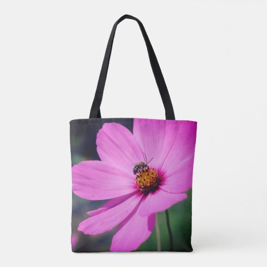 Honingbijen op roze kosmos raken dicht tote bag (Achterkant)