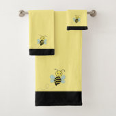 Honingbijen op zwarte en gele keukenset bad handdoek (Insitu)