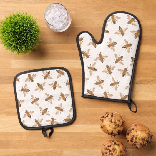 Honingbijen Oven Mitt Set (Top down)