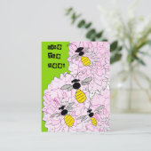 Honingbijen over Roze Dahlias Briefkaart (Staand voorkant)