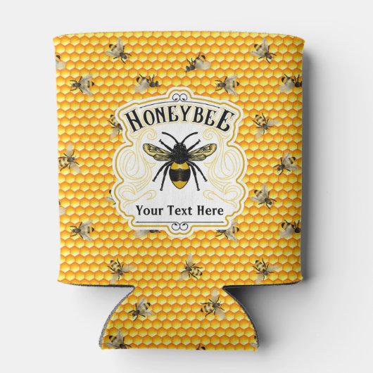Honingbijen personaliseren blikjeskoeler (Achterkant)