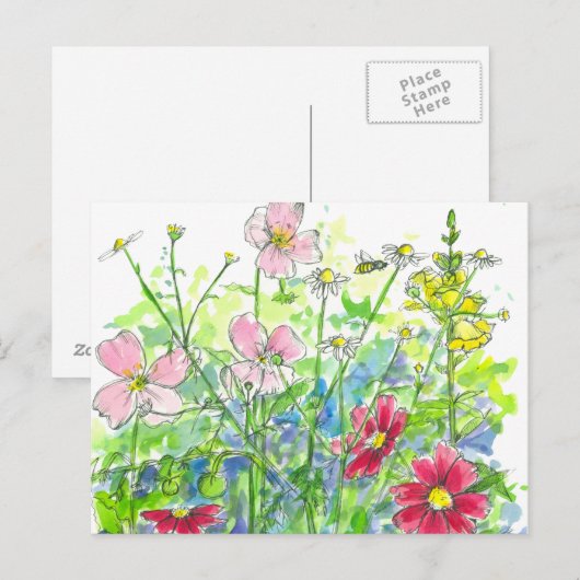Honingbijen Primrose Wildflower Garden Briefkaart (Voorkant / Achterkant)