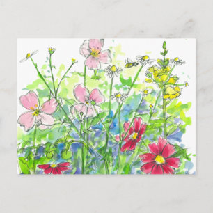 Honingbijen Primrose Wildflower Garden Briefkaart
