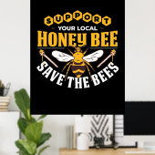 Honingbijen redden de bijen poster (Thuiskantoor)