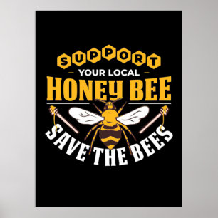 Honingbijen redden de bijen poster