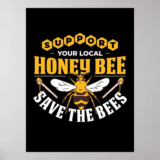 Honingbijen redden de bijen poster (Voorkant)