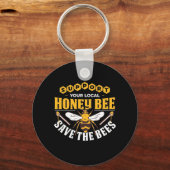 Honingbijen redden de bijen sleutelhanger (Voorkant)