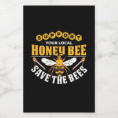 Honingbijen redden de bijen wijn etiket (Enkel label)