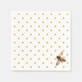 Honingbijen | Retrogoud- en witte poka-puntpatroon Servetten (Voorkant)