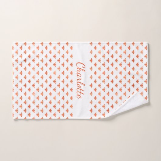 Honingbijen roos gouden witte monogram bad handdoek (Handdoek)