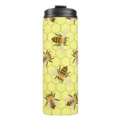 Honingbijen, sparen de bijen, bijenpatroon thermosbeker (Voorkant)