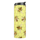 Honingbijen, sparen de bijen, bijenpatroon thermosbeker (Gedraaid links)