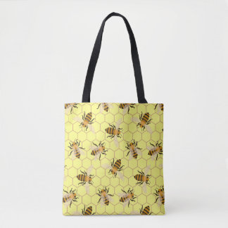 Honingbijen, sparen de bijen, bijenpatroon tote bag