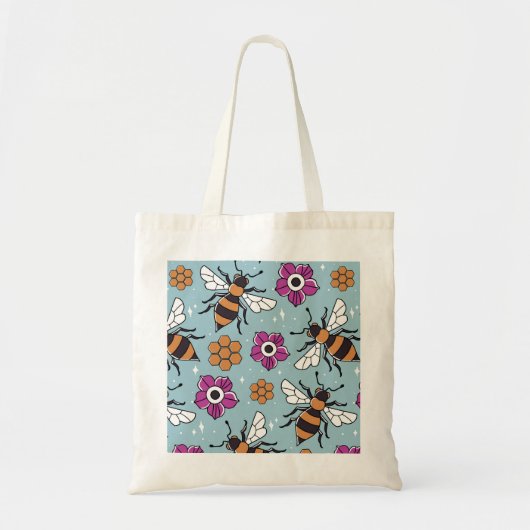 Honingbijen, sparen de bijen, bijenpatroon tote bag (Voorkant)