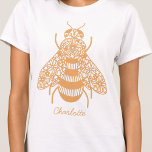 Honingbijen, speciaal aangepast t-shirt<br><div class="desc">Een gouden bloemenhoningbij voor wie houdt van natuur en bestuivers. Originele kunst van Nic Squirrell. Wijzig de naam of tekst om deze te personaliseren.</div>