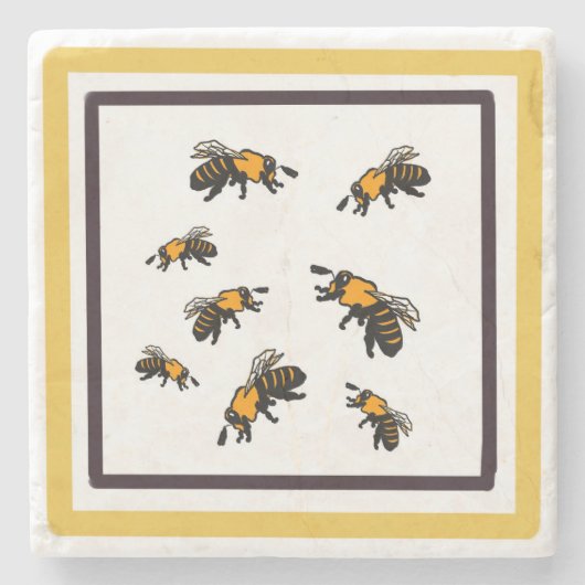 Honingbijen Stenen Onderzetter (Voorkant)