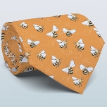Honingbijen Stropdas<br><div class="desc">Een honingbijenpatroon op een verbrande oranje achtergrond voor liefhebbers van natuur en bestuivers. Originele kunst van Nic Squirrell. Wijzig de achtergrondkleur in het ontwerpgereedschap om aan te passen.</div>