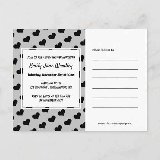 Honingbijen, uitnodiging tot Baby shower (Achterkant)