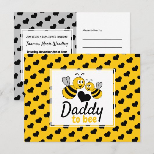 Honingbijen, uitnodiging tot Baby shower (Voorkant / Achterkant)
