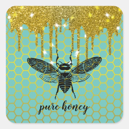 Honingbijen Verkoper Apiarist Gold  Vierkante Sticker (Voorkant)