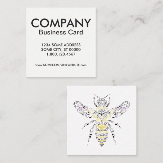  honingbijen vierkante visitekaartje (Voorkant / Achterkant)