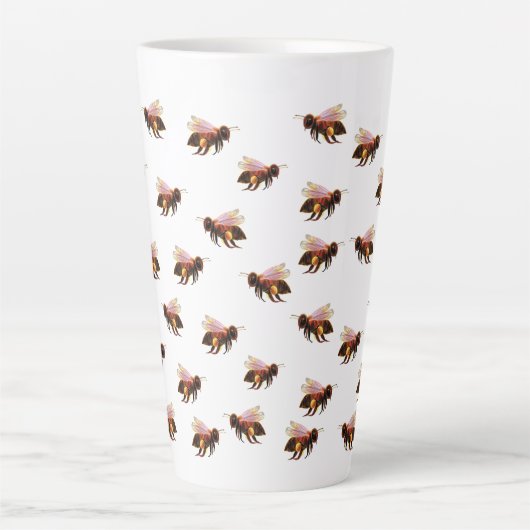 Honingbijen vliegen latte mok (Voorkant)
