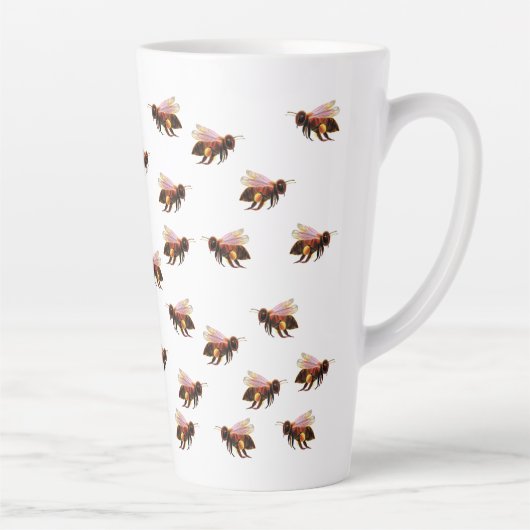 Honingbijen vliegen latte mok (Rechts)