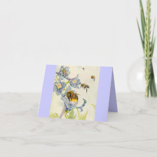 Honingbijen & wilde bloemen Lila Dank u Kaarten