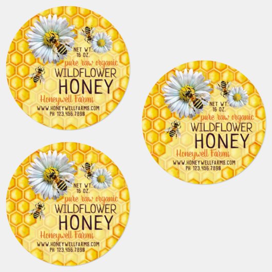 Honingbijen Wildflower Honing Apiary Jar Lid Labels (Groep)