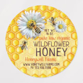 Honingbijen Wildflower Honing Apiary Jar Lid Labels (Design 2)