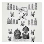 honingbijen wit zwart poster (Voorkant)