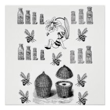 honingbijen wit zwart poster