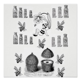 honingbijen wit zwart poster