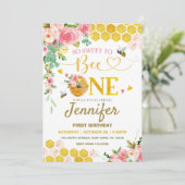 Honingbijen zijn zo zoet om een eerste verjaardag  kaart (Staand voorkant)