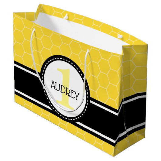 Honingbijenborrelen eerste geboorte-Baby shower Groot Cadeauzakje (Achterkant Gekanteld)