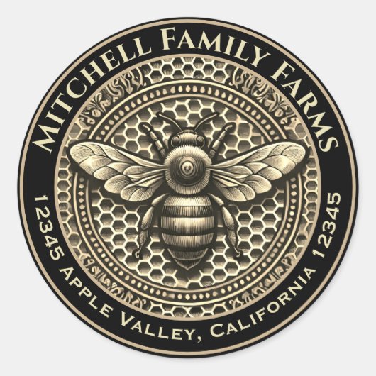 honingbijenetiket ronde sticker (Voorkant)