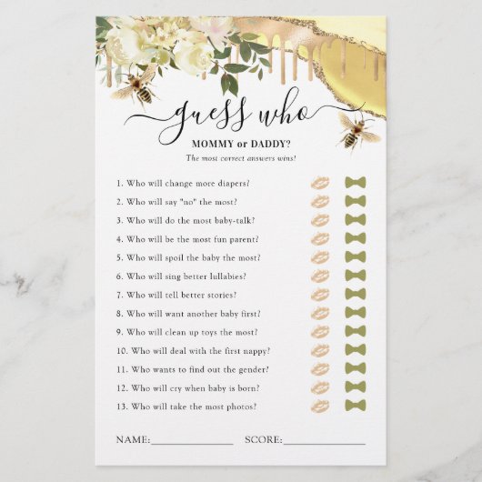 Honingbijengaas voor het Baby shower (Voorkant)