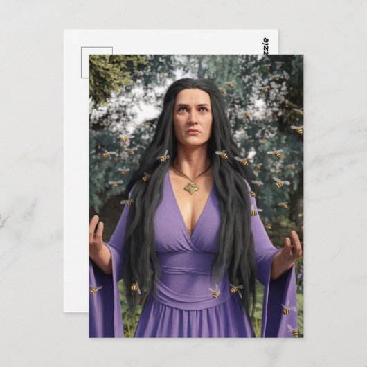 Honingbijengodin in het Paarse Briefkaart (Voorkant / Achterkant)